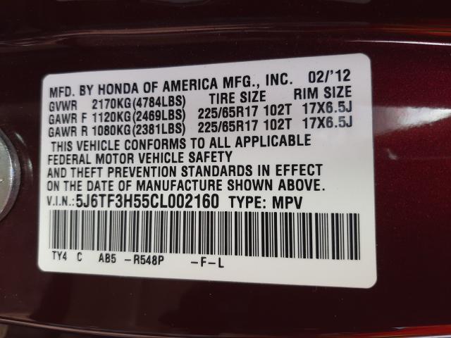 Photo 9 VIN: 5J6TF3H55CL002160 - HONDA CROSSTOUR 