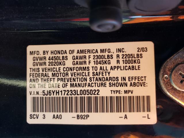 Photo 9 VIN: 5J6YH17233L005022 - HONDA ELEMENT DX 