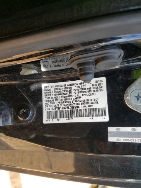 Photo 9 VIN: 5J6YH17375L009294 - HONDA ELEMENT LX 