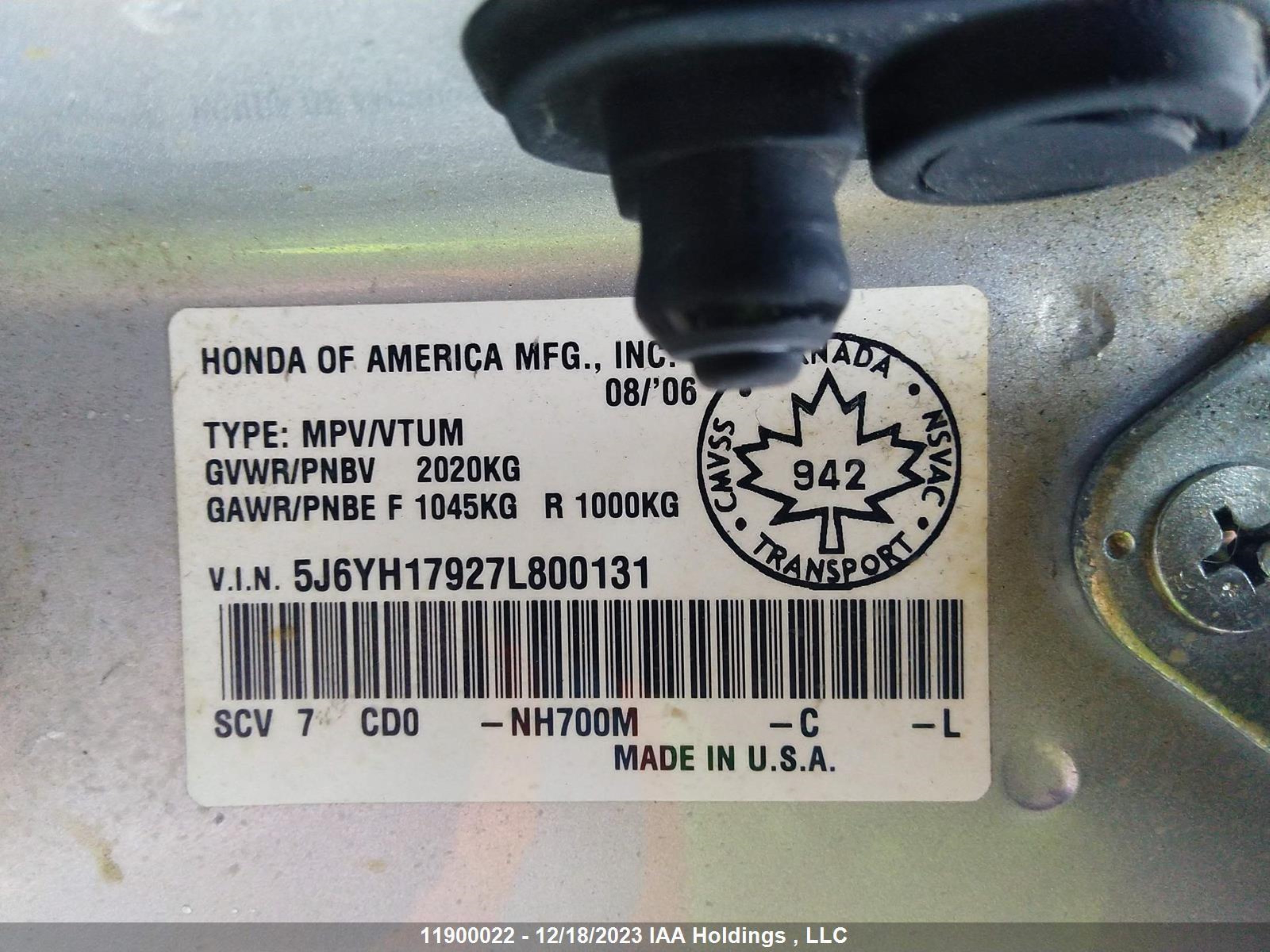 Photo 8 VIN: 5J6YH17927L800131 - HONDA ELEMENT 