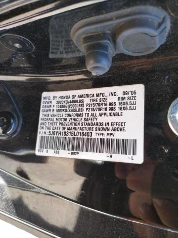 Photo 9 VIN: 5J6YH18315L016403 - HONDA ELEMENT LX 