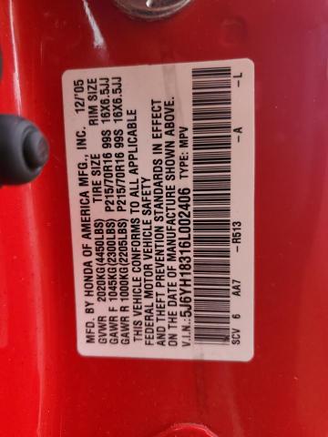 Photo 12 VIN: 5J6YH18316L002406 - HONDA ELEMENT LX 