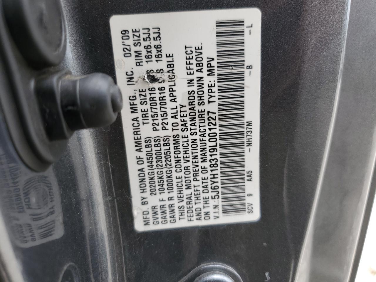 Photo 13 VIN: 5J6YH18319L001227 - HONDA ELEMENT 