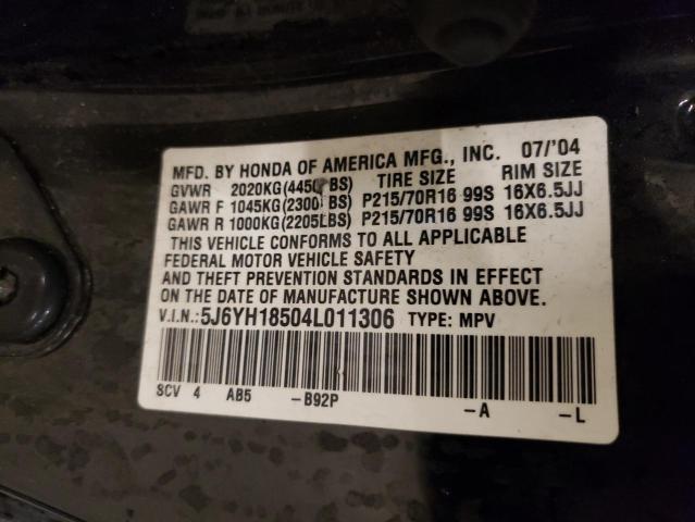 Photo 11 VIN: 5J6YH18504L011306 - HONDA ELEMENT 