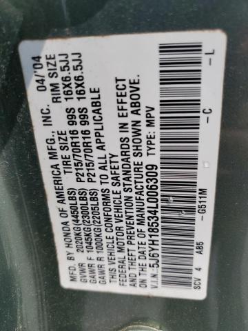 Photo 12 VIN: 5J6YH18534L006309 - HONDA ELEMENT 