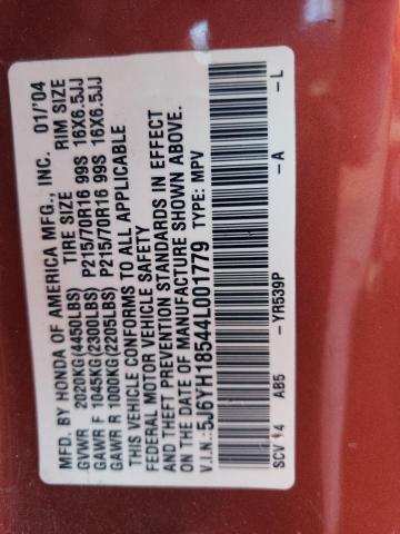 Photo 12 VIN: 5J6YH18544L001779 - HONDA ELEMENT EX 