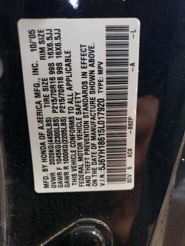 Photo 11 VIN: 5J6YH18615L017920 - HONDA ELEMENT 