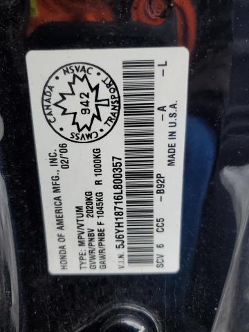 Photo 13 VIN: 5J6YH18716L800357 - HONDA ELEMENT 