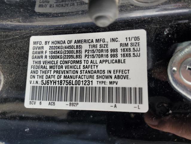 Photo 12 VIN: 5J6YH18756L001231 - HONDA ELEMENT 