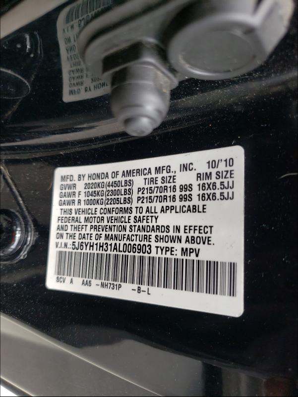 Photo 9 VIN: 5J6YH1H31AL006903 - HONDA ELEMENT LX 