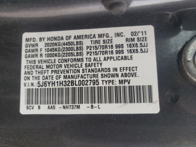 Photo 9 VIN: 5J6YH1H32BL002795 - HONDA ELEMENT LX 