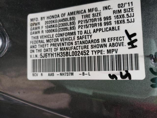 Photo 9 VIN: 5J6YH1H35BL002452 - HONDA ELEMENT LX 