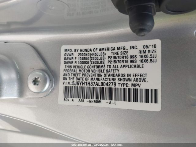 Photo 8 VIN: 5J6YH1H37AL004279 - HONDA ELEMENT 