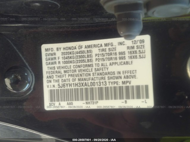 Photo 8 VIN: 5J6YH1H3XAL001313 - HONDA ELEMENT 