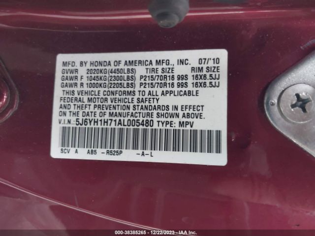 Photo 8 VIN: 5J6YH1H71AL005480 - HONDA ELEMENT 