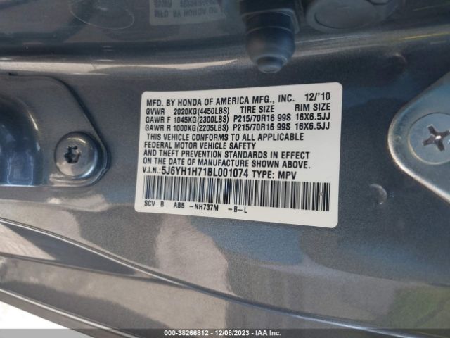 Photo 8 VIN: 5J6YH1H71BL001074 - HONDA ELEMENT 