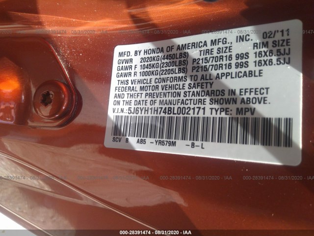 Photo 8 VIN: 5J6YH1H74BL002171 - HONDA ELEMENT 