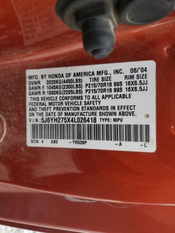 Photo 12 VIN: 5J6YH275X4L026418 - HONDA ELEMENT EX 