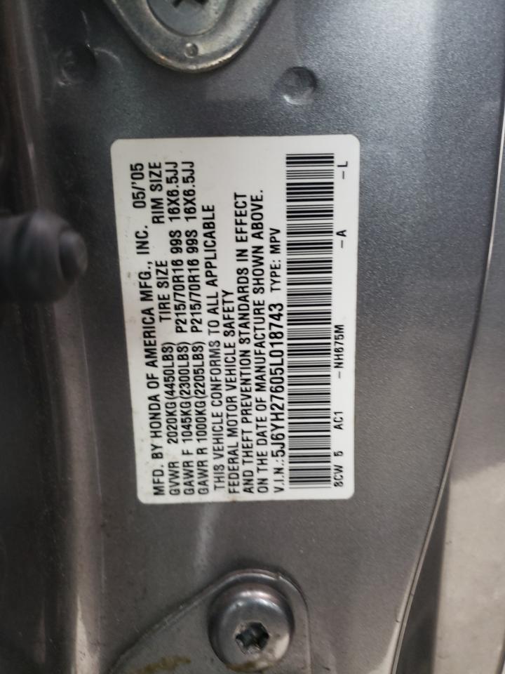 Photo 12 VIN: 5J6YH27605L018743 - HONDA ELEMENT 