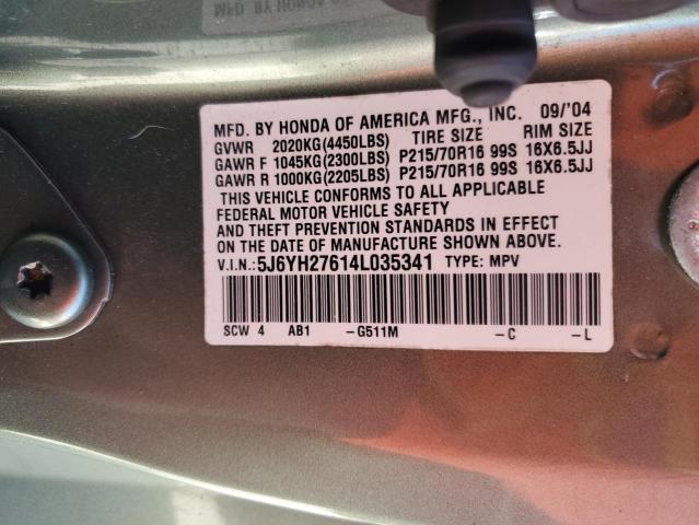 Photo 11 VIN: 5J6YH27614L035341 - HONDA ELEMENT 