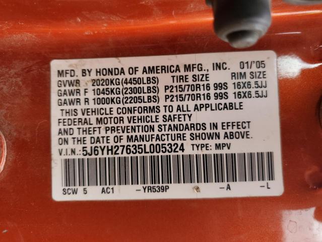 Photo 11 VIN: 5J6YH27635L005324 - HONDA ELEMENT 