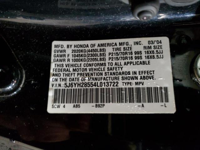 Photo 12 VIN: 5J6YH28554L013722 - HONDA ELEMENT 