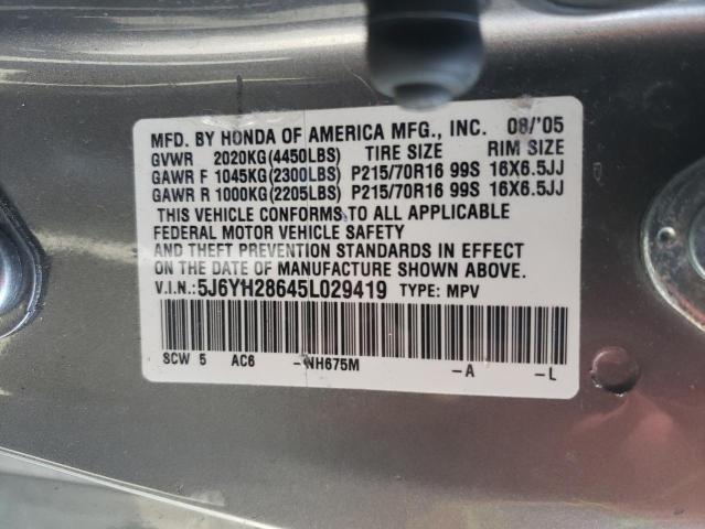 Photo 9 VIN: 5J6YH28645L029419 - HONDA ELEMENT 