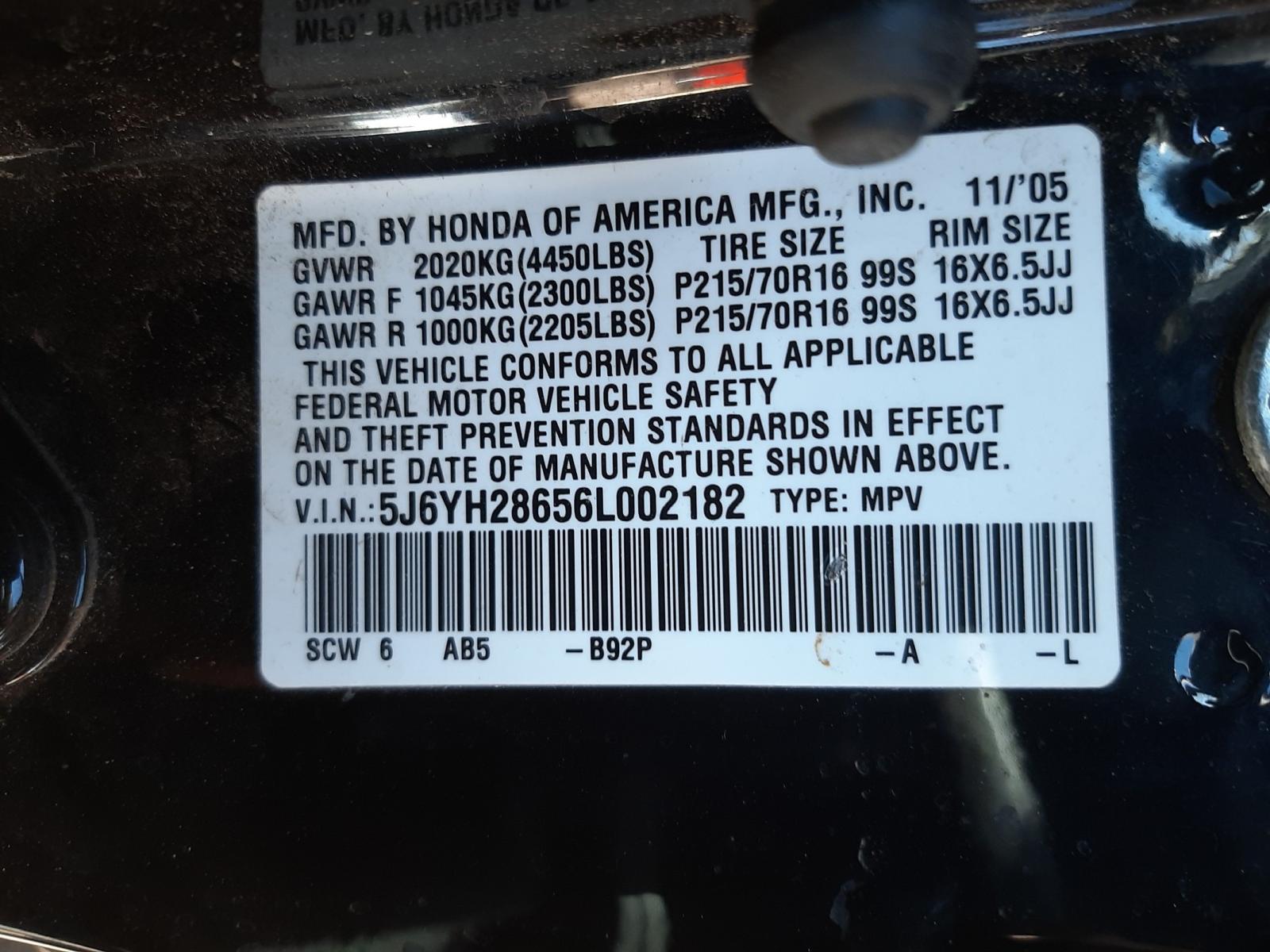 Photo 9 VIN: 5J6YH28656L002182 - HONDA ELEMENT EX 