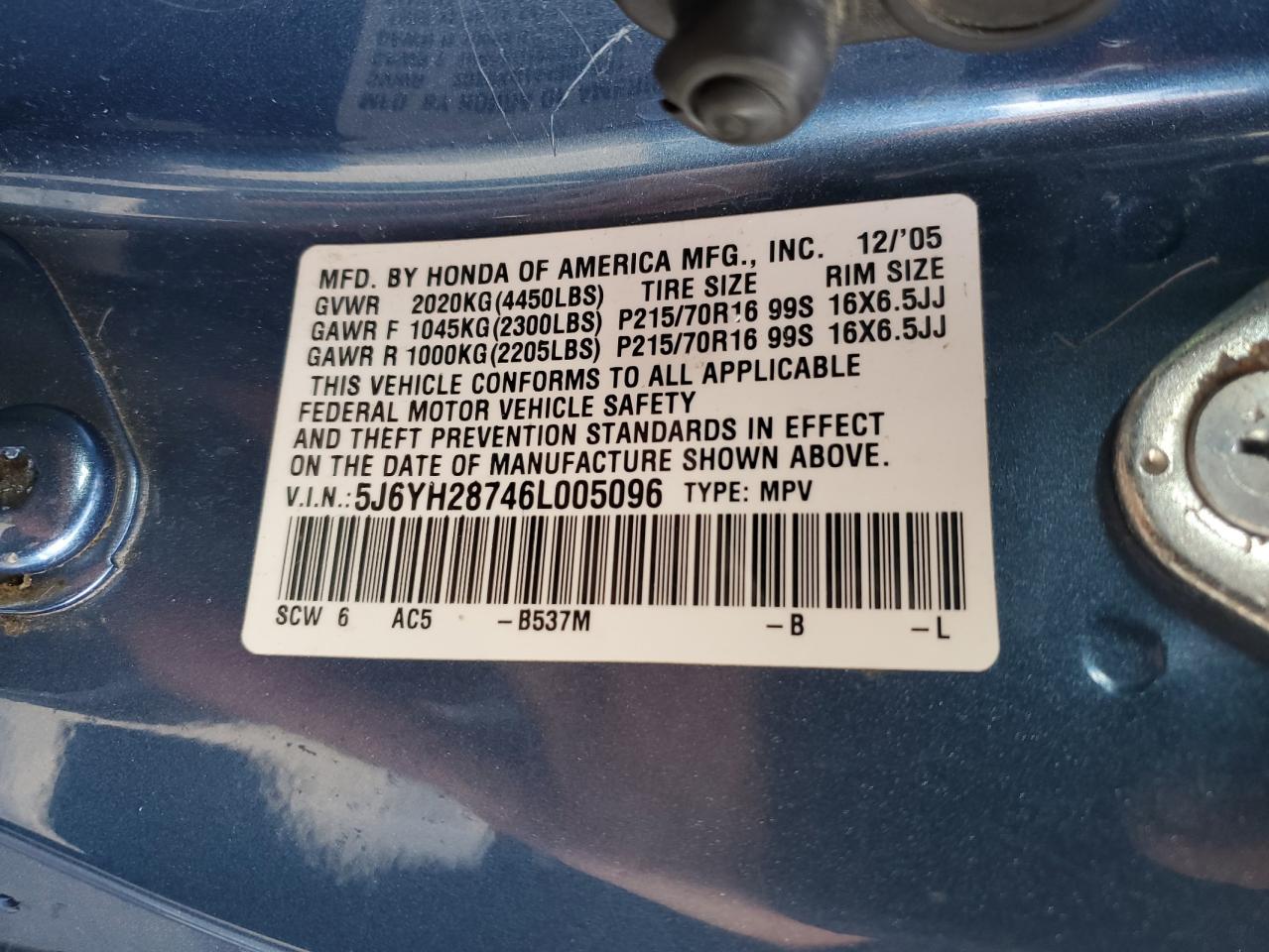 Photo 13 VIN: 5J6YH28746L005096 - HONDA ELEMENT 