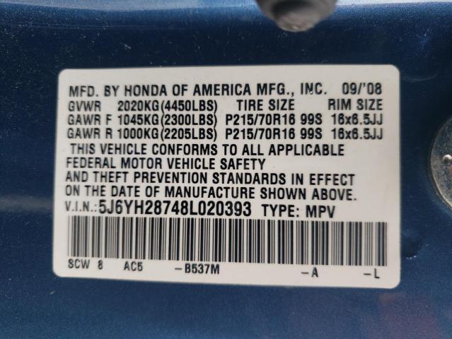 Photo 11 VIN: 5J6YH28748L020393 - HONDA ELEMENT 