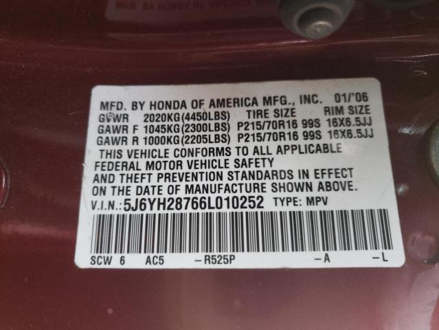 Photo 9 VIN: 5J6YH28766L010252 - HONDA ELEMENT EX 