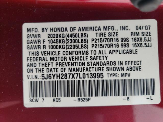 Photo 11 VIN: 5J6YH287X7L013995 - HONDA ELEMENT 