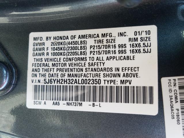 Photo 9 VIN: 5J6YH2H32AL002350 - HONDA ELEMENT LX 