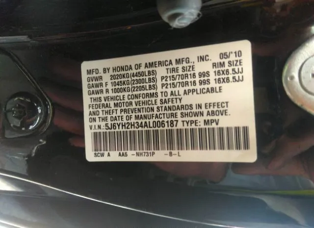 Photo 8 VIN: 5J6YH2H34AL006187 - HONDA ELEMENT 