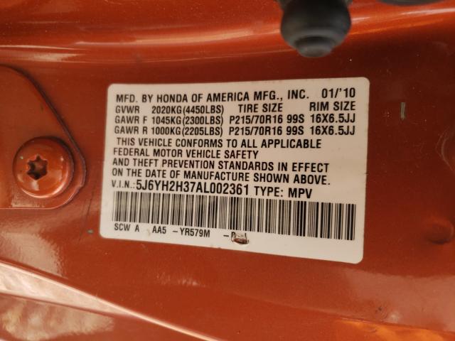 Photo 9 VIN: 5J6YH2H37AL002361 - HONDA ELEMENT LX 