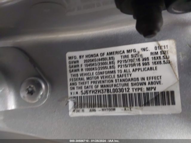 Photo 8 VIN: 5J6YH2H37BL003012 - HONDA ELEMENT 