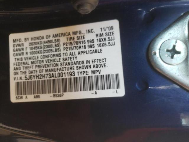 Photo 9 VIN: 5J6YH2H73AL001193 - HONDA ELEMENT EX 