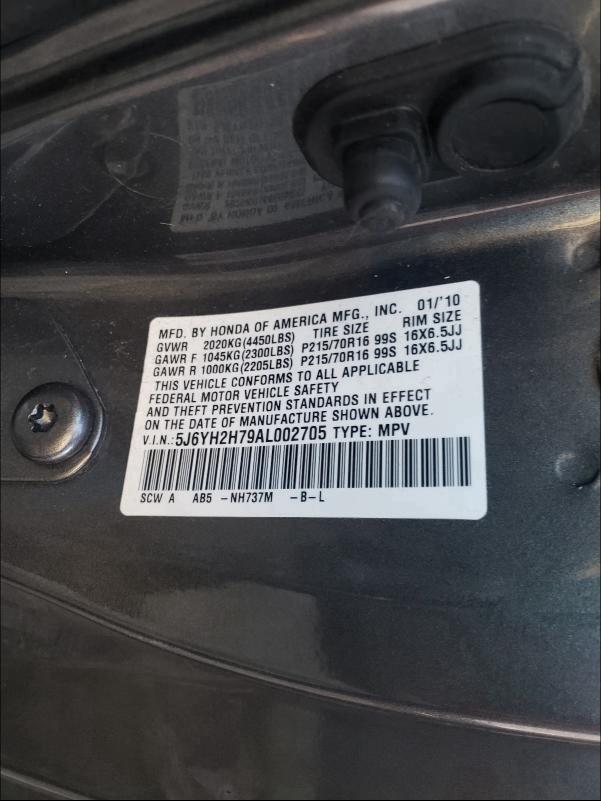 Photo 9 VIN: 5J6YH2H79AL002705 - HONDA ELEMENT EX 