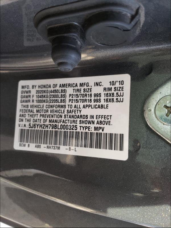 Photo 9 VIN: 5J6YH2H79BL000325 - HONDA ELEMENT EX 