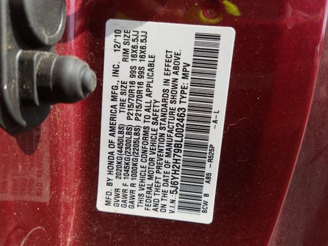 Photo 9 VIN: 5J6YH2H79BL002463 - HONDA ELEMENT EX 