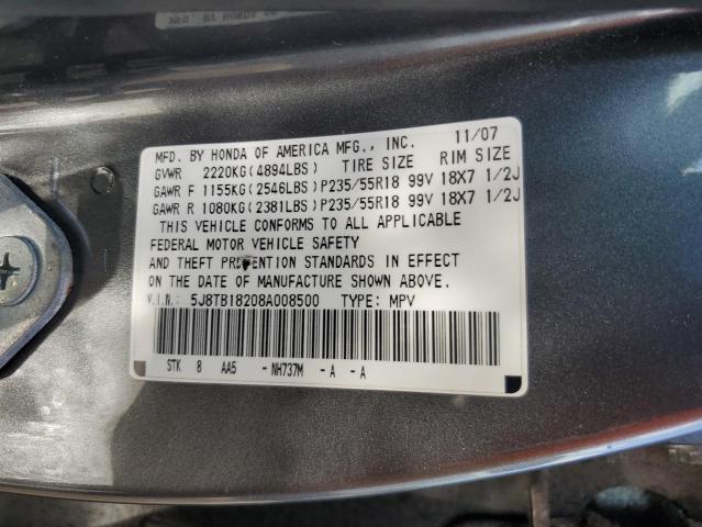 Photo 12 VIN: 5J8TB18208A008500 - ACURA RDX 