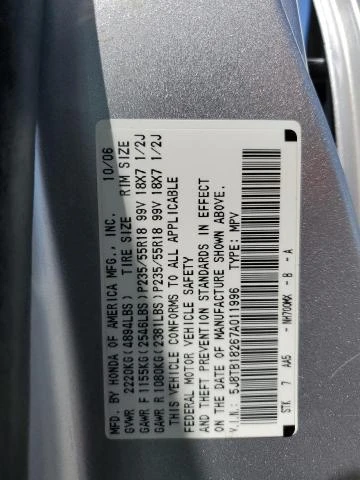 Photo 13 VIN: 5J8TB18267A011996 - ACURA RDX 