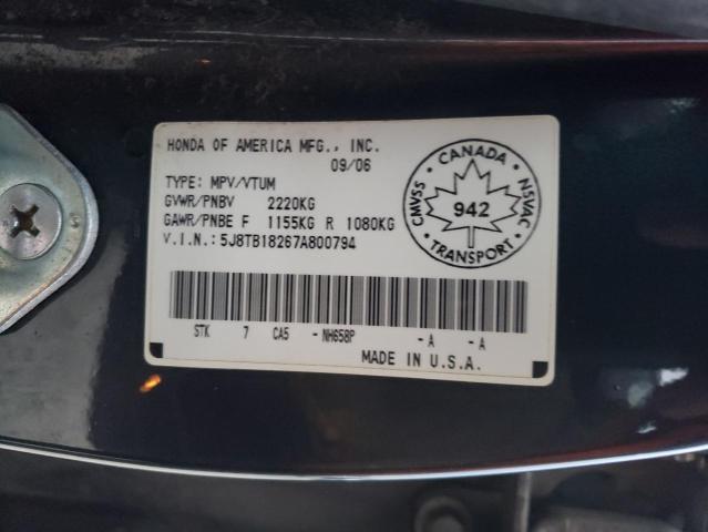 Photo 12 VIN: 5J8TB18267A800794 - ACURA RDX 