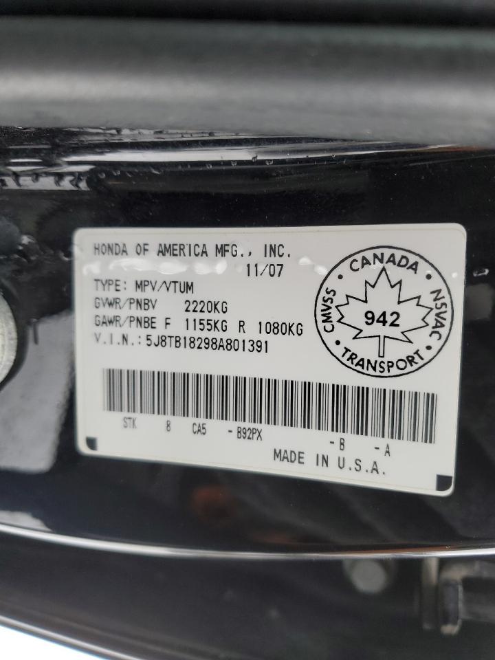 Photo 13 VIN: 5J8TB18298A801391 - ACURA RDX 