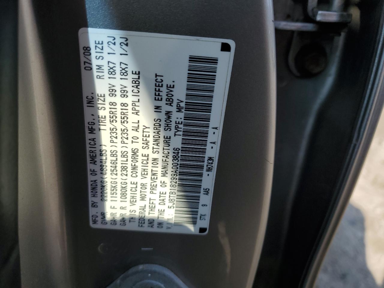 Photo 12 VIN: 5J8TB18299A003846 - ACURA RDX 