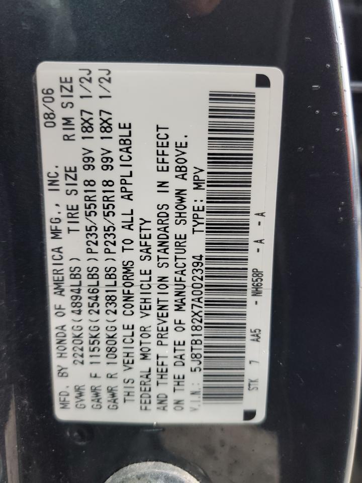 Photo 12 VIN: 5J8TB182X7A002394 - ACURA RDX 