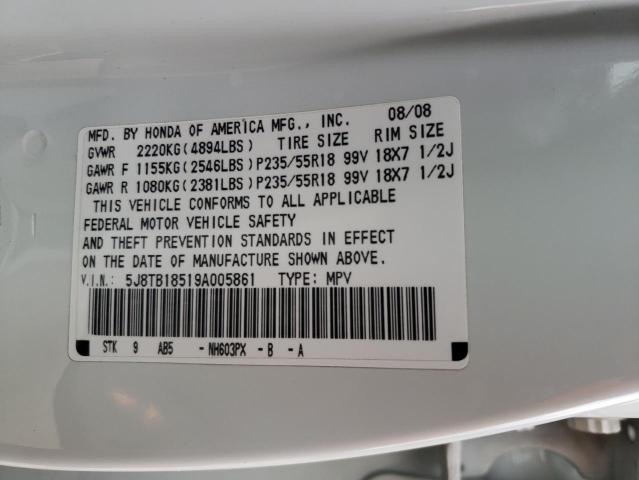 Photo 12 VIN: 5J8TB18519A005861 - ACURA RDX TECHNO 