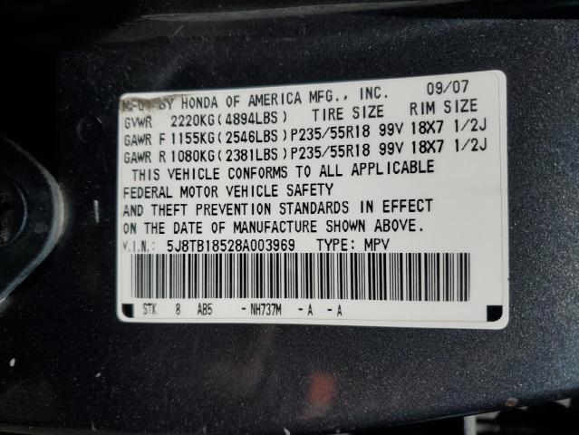 Photo 12 VIN: 5J8TB18528A003969 - ACURA RDX 