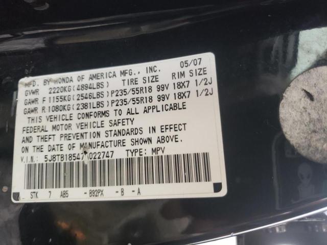 Photo 9 VIN: 5J8TB18547A022747 - ACURA RDX TECHNO 