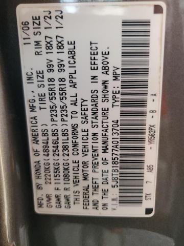 Photo 12 VIN: 5J8TB18577A013704 - ACURA RDX 